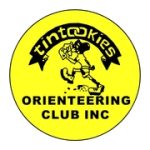 Logo of an orienteering club: a bright yellow circle with a running figure and the text 'Orienteering Club Inc'.